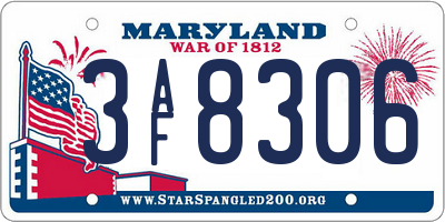 MD license plate 3AF8306