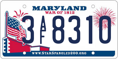 MD license plate 3AF8310