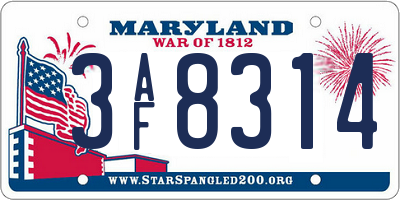 MD license plate 3AF8314