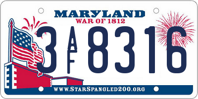 MD license plate 3AF8316