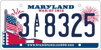MD license plate 3AF8325