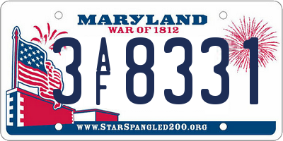 MD license plate 3AF8331