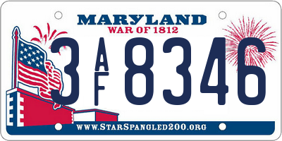 MD license plate 3AF8346