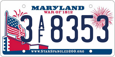 MD license plate 3AF8353