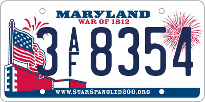 MD license plate 3AF8354