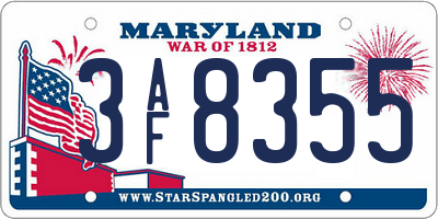 MD license plate 3AF8355