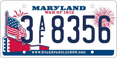 MD license plate 3AF8356