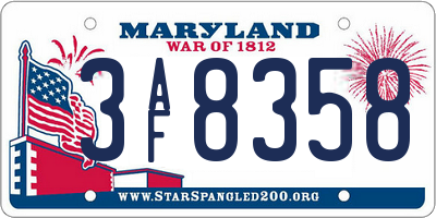 MD license plate 3AF8358
