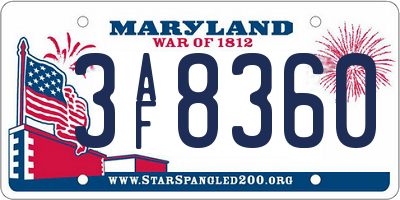 MD license plate 3AF8360