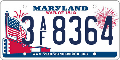 MD license plate 3AF8364