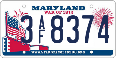 MD license plate 3AF8374