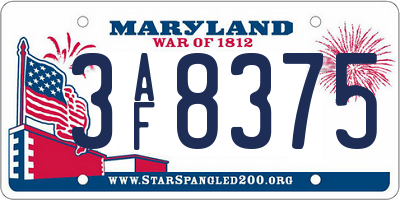 MD license plate 3AF8375