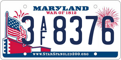 MD license plate 3AF8376