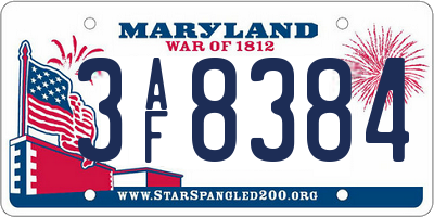 MD license plate 3AF8384