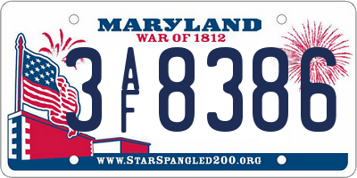 MD license plate 3AF8386