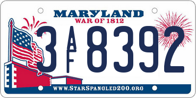 MD license plate 3AF8392