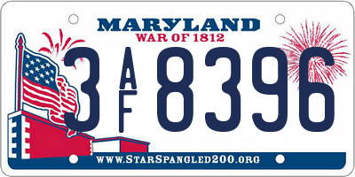 MD license plate 3AF8396
