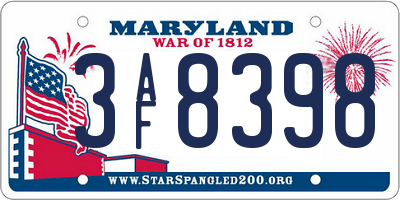 MD license plate 3AF8398