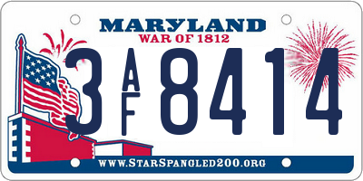 MD license plate 3AF8414