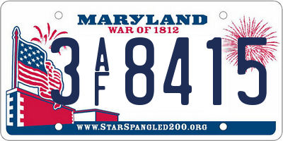 MD license plate 3AF8415