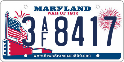 MD license plate 3AF8417