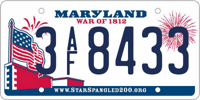 MD license plate 3AF8433