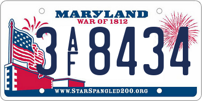 MD license plate 3AF8434