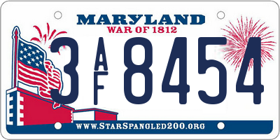 MD license plate 3AF8454