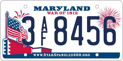 MD license plate 3AF8456