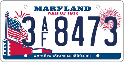 MD license plate 3AF8473