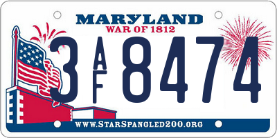 MD license plate 3AF8474