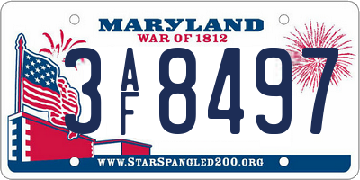 MD license plate 3AF8497