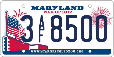MD license plate 3AF8500