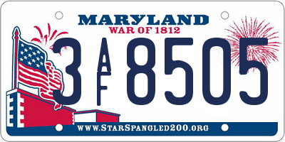 MD license plate 3AF8505