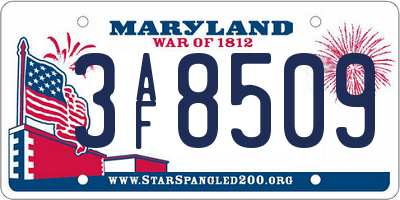 MD license plate 3AF8509