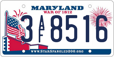 MD license plate 3AF8516