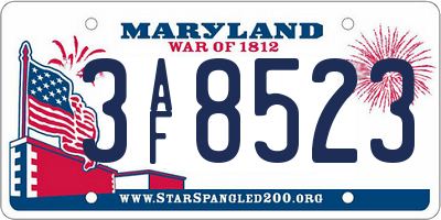 MD license plate 3AF8523