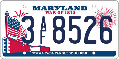 MD license plate 3AF8526