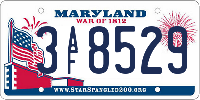MD license plate 3AF8529