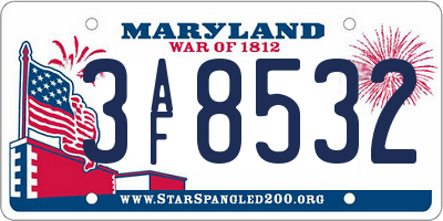 MD license plate 3AF8532