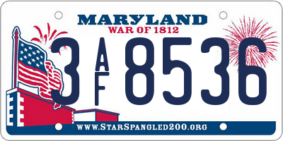 MD license plate 3AF8536
