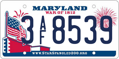 MD license plate 3AF8539