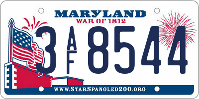 MD license plate 3AF8544