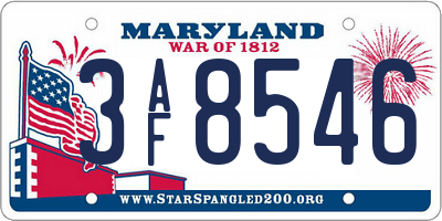 MD license plate 3AF8546