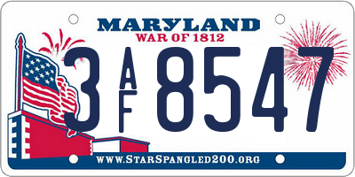 MD license plate 3AF8547