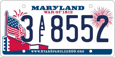 MD license plate 3AF8552