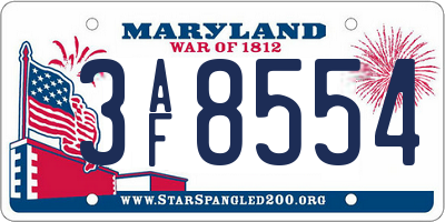 MD license plate 3AF8554