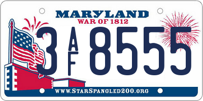 MD license plate 3AF8555