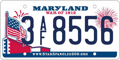 MD license plate 3AF8556
