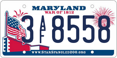 MD license plate 3AF8558